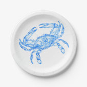 Oude blauwe krab papieren bordje (Voorkant)