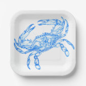 Oude blauwe krab papieren bordje (Voorkant)