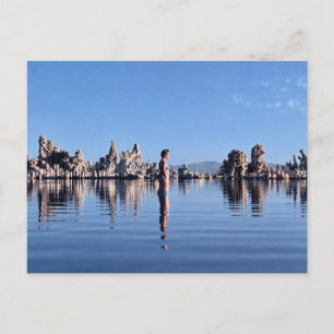 Oude Blauwe Meer Zwemmer en Rotsreflecties Briefkaart