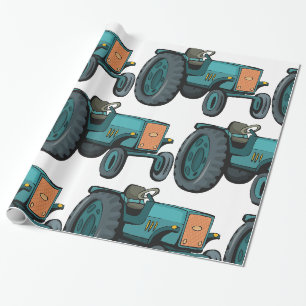 Oude Blauwe Tractor Boerenleven Cadeaupapier