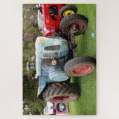Oude blauwe tractor legpuzzel (Verticaal)