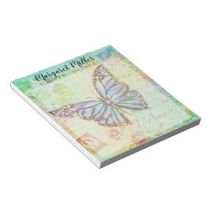 Oude blauwe vlinder notitieblok