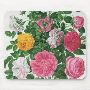 Oude bloeiende bloemen, lentetuinrozen muismat