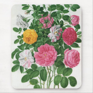 Oude bloeiende bloemen, lentetuinrozen muismat