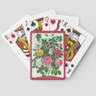 Oude bloeiende bloemen, lentetuinrozen pokerkaarten