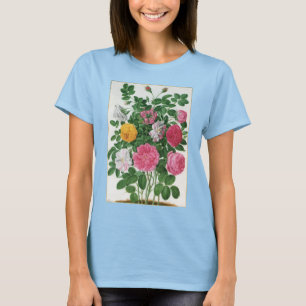 Oude bloeiende bloemen, lentetuinrozen t-shirt