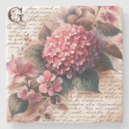 Oude bloem Hortensia Script Letter Stenen Onderzetter