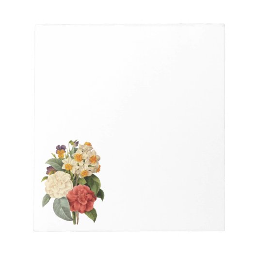 Oude bloemen, camelia's en narcissen, Redoute Notitieblok (Voorkant)