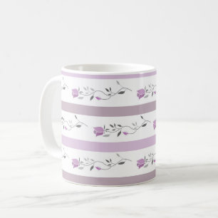 Oude bloemen gestreepte patroon wit beige roze koffiemok