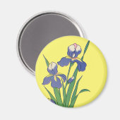 Oude bloemen, paarse lentetuin Iris bloemen Magneet (Voorkant / Achterkant)
