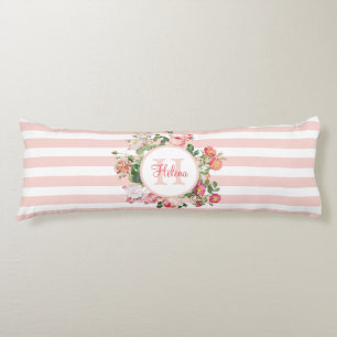 Oude Bloemen Roze Strepen Monogram Lichaamskussen