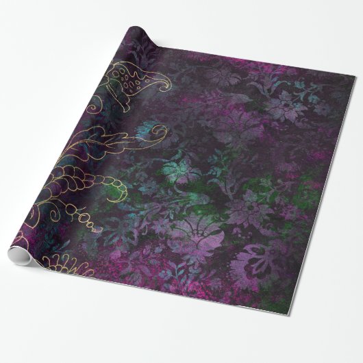 Oude Bloemendamask Cadeaupapier (Uitgerold)