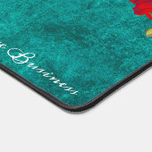 Oude Bloemendesign Rode Anjer Naam Toevoegen Teal Bureaumat (Hoek)