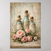 Oude bloemenglasflessen poster (Voorkant)