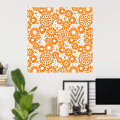 Oude bloemenposter met oranje kleur poster (Thuiskantoor)