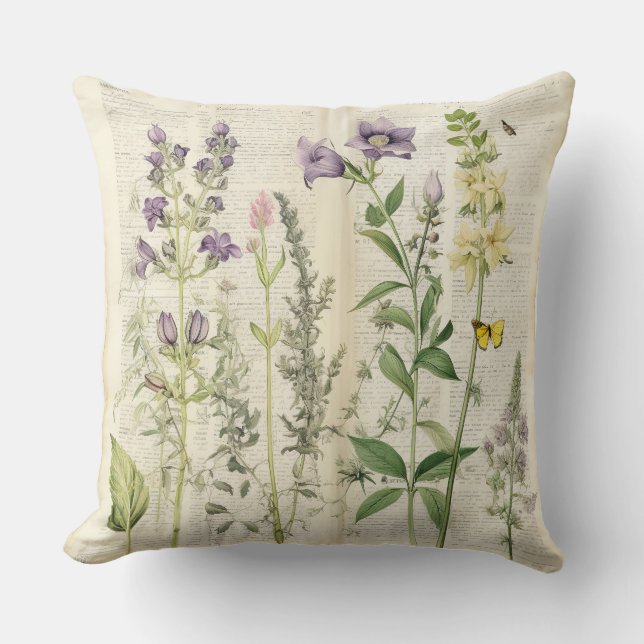 Oude bloemenprint kussen (Voorkant)