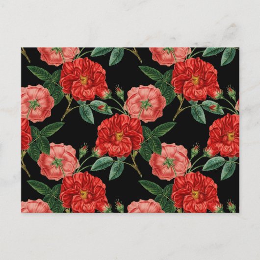 Oude bloemenprint, mooie rode bloemen post briefkaart (Voorkant)