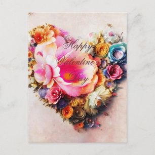 Oude bloemhart valentijn briefkaart