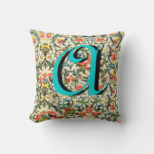Oude bloemige monogramkussen kussen (Voorkant)