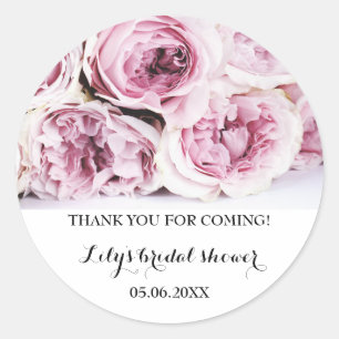 Oude bloemige trouwfeest Dank je wel Roze rozen Ronde Sticker