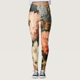 Oude bloemillustratie met gemengde bloesems leggings