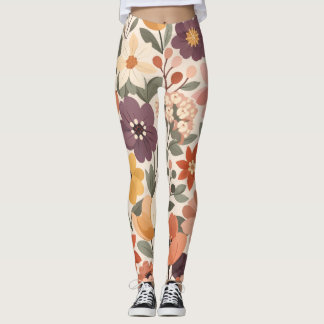 Oude Bloemmotief Leggings met All-Over Print