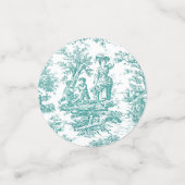 Oude bloemmotief turquoise toile de jouy confetti (Kleine voorkant)