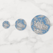 Oude bloemmotief turquoise toile de jouy douchegor confetti (Achterkanten)