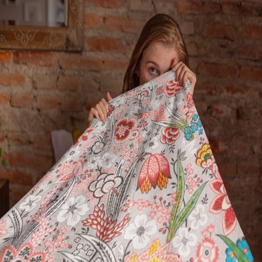 Oude bloempatroon fleece deken