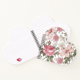 Oude bloempatroon met rozen notitieboek