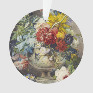 Oude Bloemrijke Elegante Schilderij van Botanische Ornament