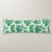 Oude bloemrijke groene toile jouy lichaamskussen (Voorkant)