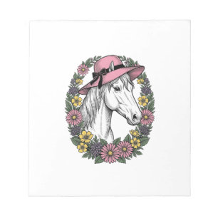 Oude Bloemschildering Paard Portret Vector Kunston Notitieblok