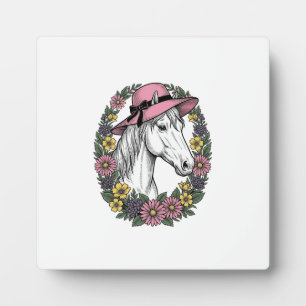 Oude bloemschilderkunst paard portret vector kunst fotoplaat