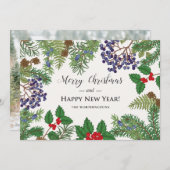 Oude bloemslinger met bessen feestdagenkaart (Voorkant / Achterkant)