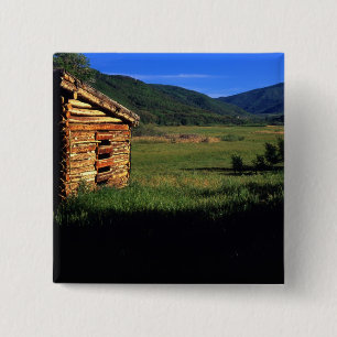 Oude blokhut bij Park City, Utah. (P.R.) Vierkante Button 5,1 Cm