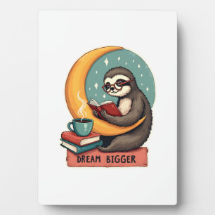 Oude Boek Luiaard Lezer Liefhebber Cute Retro Desi Fotoplaat