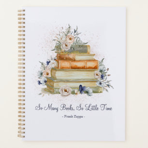 Oude boeken Beige Blauwe Bloemen Citaat Leraar Planner