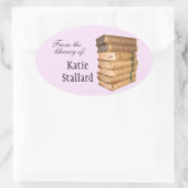 Oude Boeken Boekplaat Ovale Sticker (Tas)