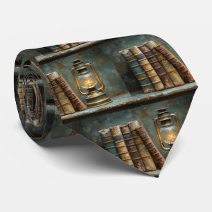 Oude Boeken Stapels Schilderij Antieke Bibliotheek Stropdas