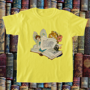 Oude Boekenwurm Fee Leest Illustratie T-shirt