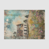 OUDE BOERDERIJ IN DE LENTE DECOUPAGE TISSUEPAPIER (Voorkant)