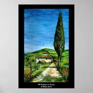 Oude boerderij in het landschap Chianti-Toscane Poster
