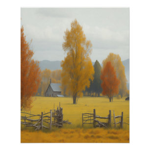 Oude Boerderij Kleurrijke Herfsten Wend Tijdloze K Perfect Poster