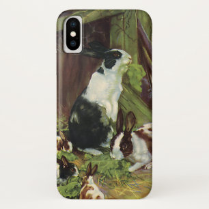 Oude boerderijdieren, huisdieren konijnen spelen b iPhone x hoesje