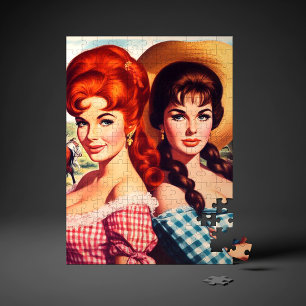 Oude boerenmeisje pin-ups legpuzzel
