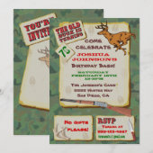 Oude bok herten jagen verjaardagsfeest uitnodiging (Voorkant / Achterkant)