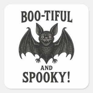 Oude Boo-tiful en enge vleermuis Halloween Vierkante Sticker