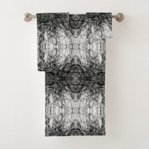 Oude Boom Bast Zwart En Wit Foto Patroon Ontwerp Bad Handdoek