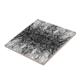 Oude Boom Bast Zwart En Wit Foto Patroon Ontwerp Tegeltje
